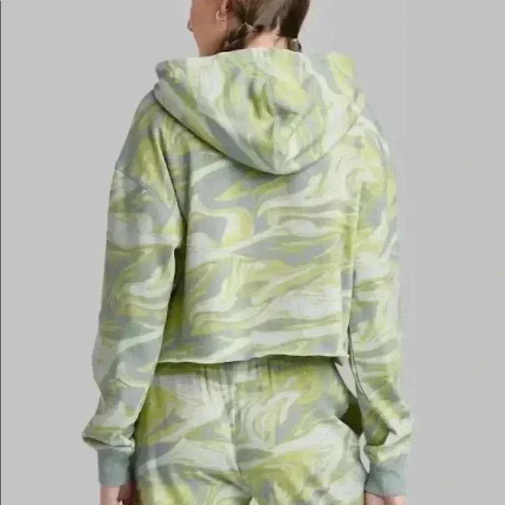 Wild Fable Green Swirl Cropped Hoodie XS Y2K Soft Grunge Indie Sleaze NWT - Picture 3 of 8